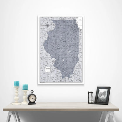 Illinois Map Poster - Dark Gray Color Splash CM Poster