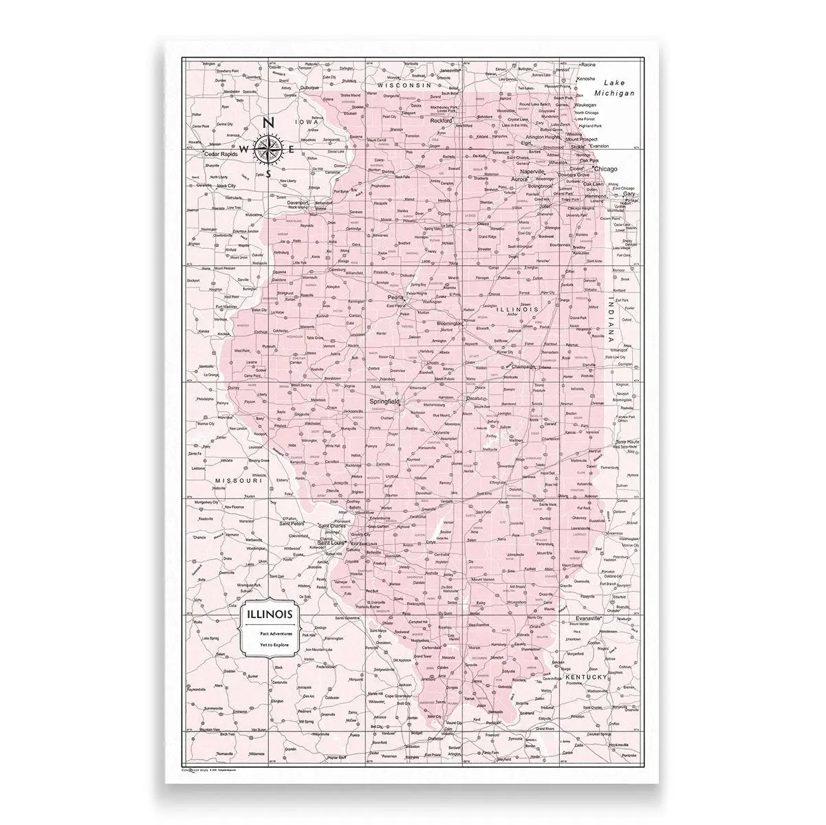 Illinois Map Poster - Pink Color Splash CM Poster