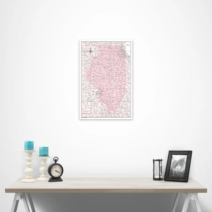 Illinois Map Poster - Pink Color Splash CM Poster