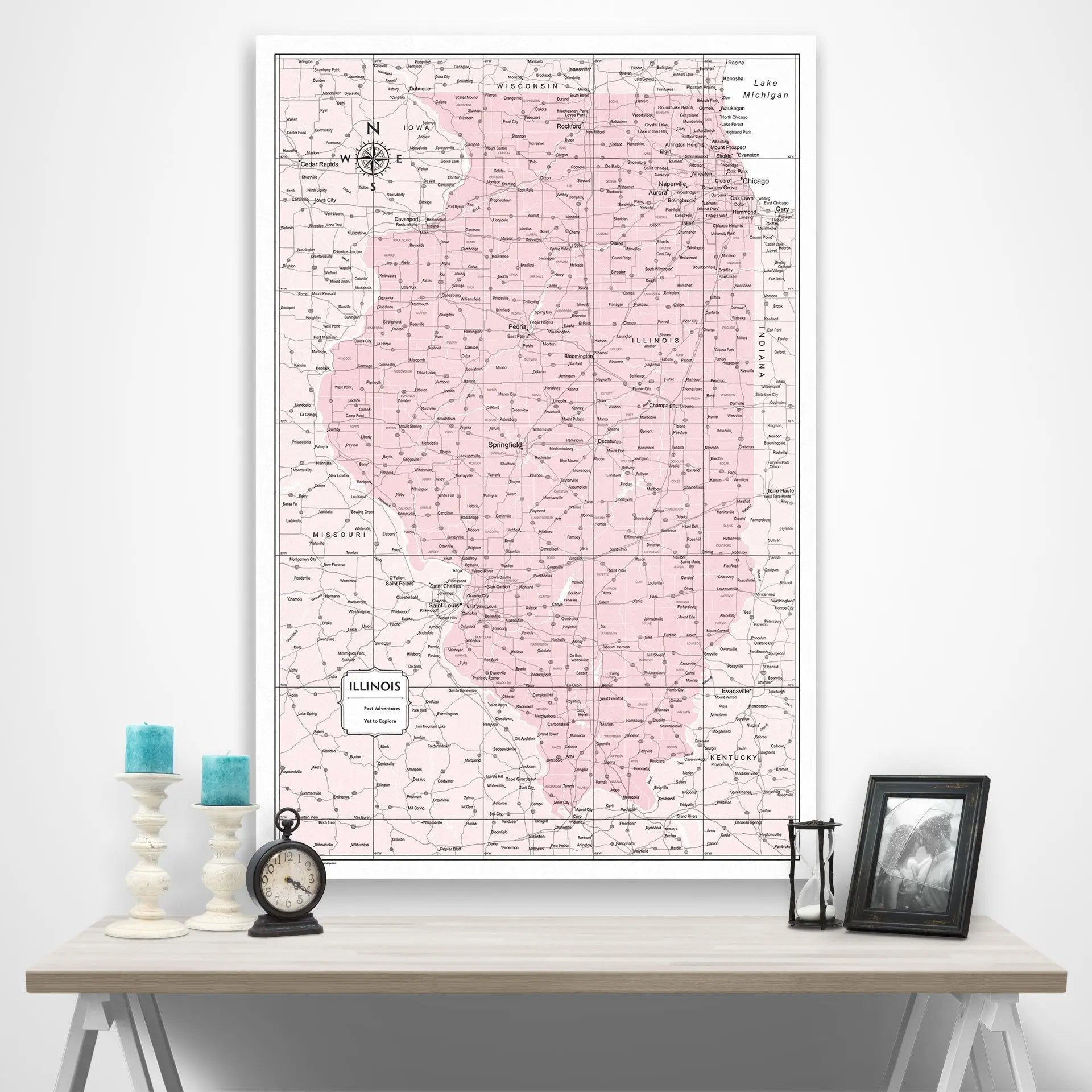 Illinois Map Poster - Pink Color Splash CM Poster