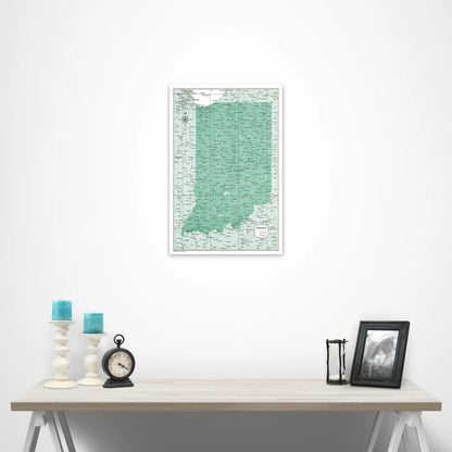 Indiana Map Poster - Green Color Splash CM Poster