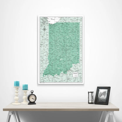 Indiana Map Poster - Green Color Splash CM Poster