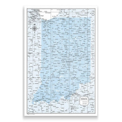 Push Pin Indiana Map (Pin Board) - Light Blue Color Splash CM Pin Board