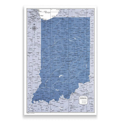 Push Pin Indiana Map (Pin Board) - Navy Color Splash CM Pin Board