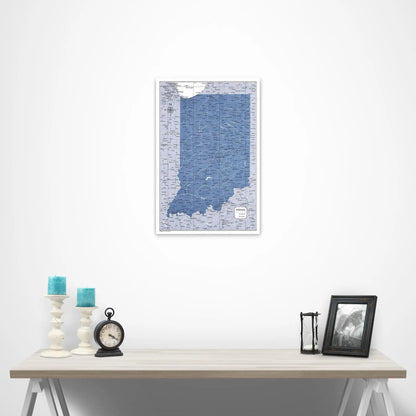 Indiana Map Poster - Navy Color Splash CM Poster