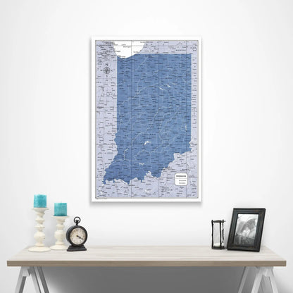 Indiana Map Poster - Navy Color Splash CM Poster