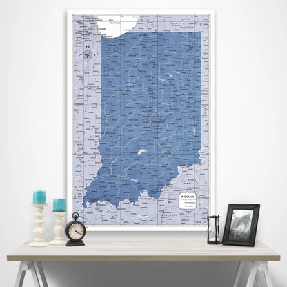 Indiana Map Poster - Navy Color Splash CM Poster