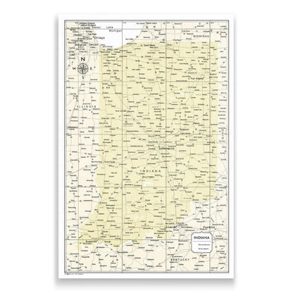 Push Pin Indiana Map (Pin Board) - Yellow Color Splash CM Pin Board