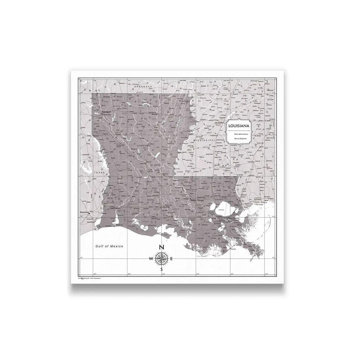 Push Pin Louisiana Map (Pin Board) - Dark Brown Color Splash CM Pin Board