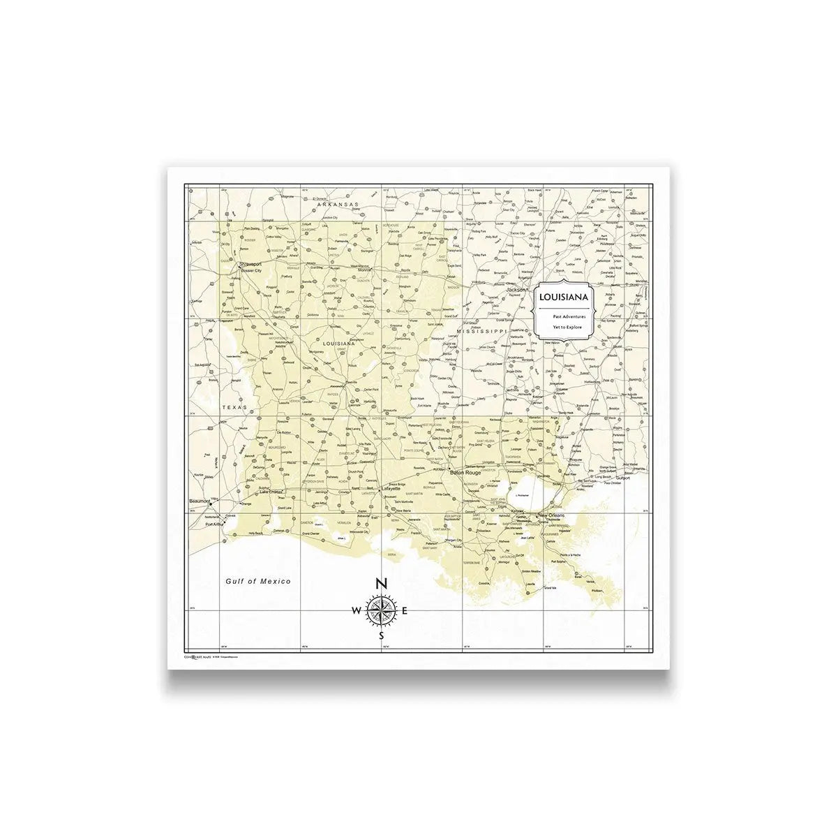 Louisiana Map Poster - Yellow Color Splash CM Poster