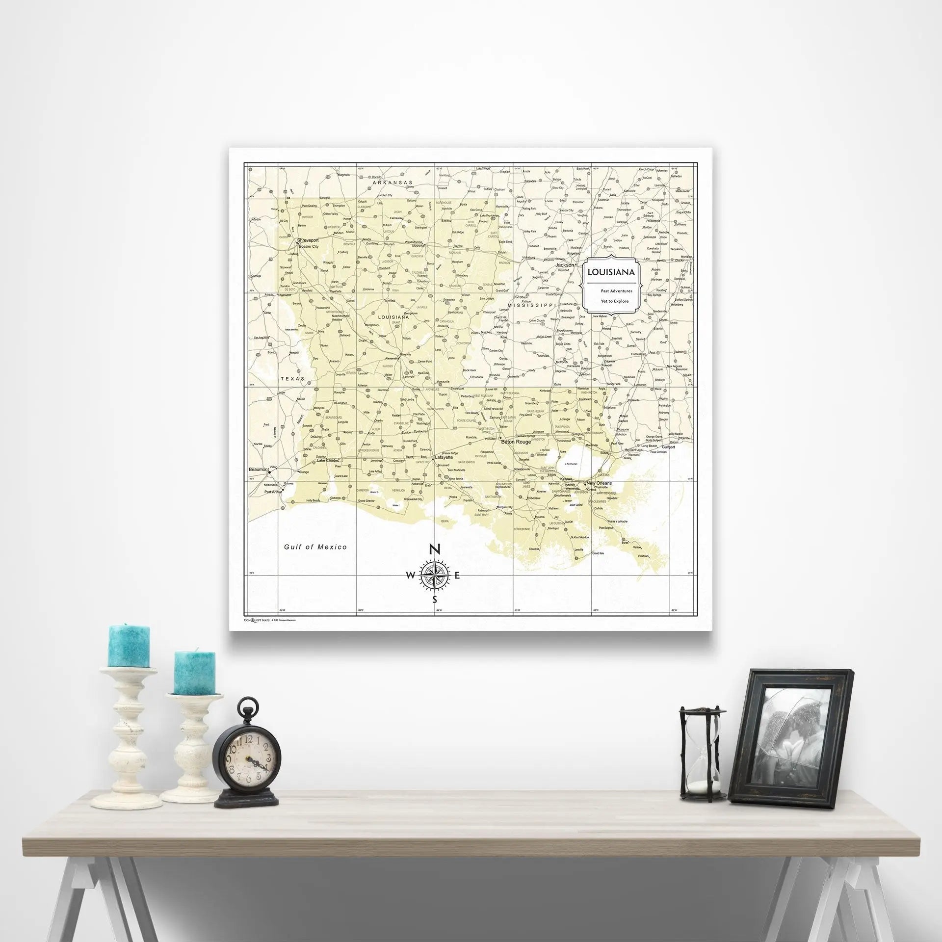 Louisiana Map Poster - Yellow Color Splash CM Poster