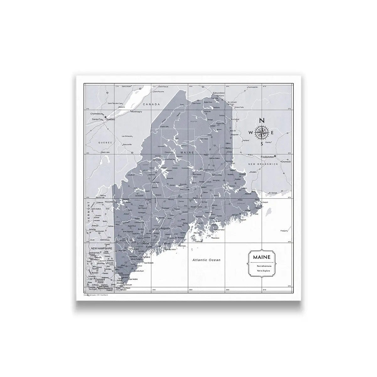 Maine Map Poster - Dark Gray Color Splash CM Poster