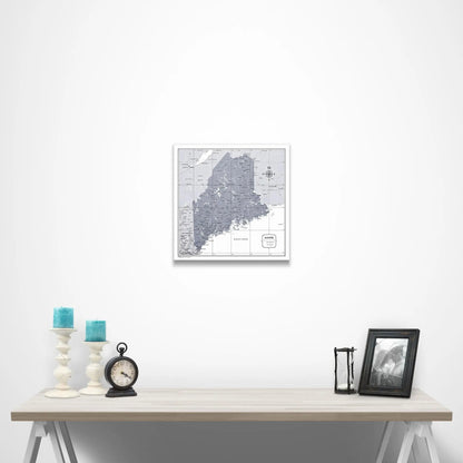 Maine Map Poster - Dark Gray Color Splash CM Poster