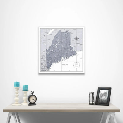 Maine Map Poster - Dark Gray Color Splash CM Poster