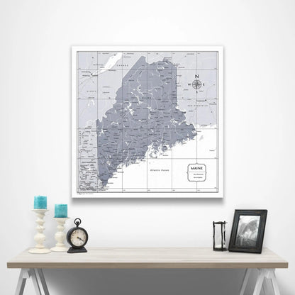 Maine Map Poster - Dark Gray Color Splash CM Poster