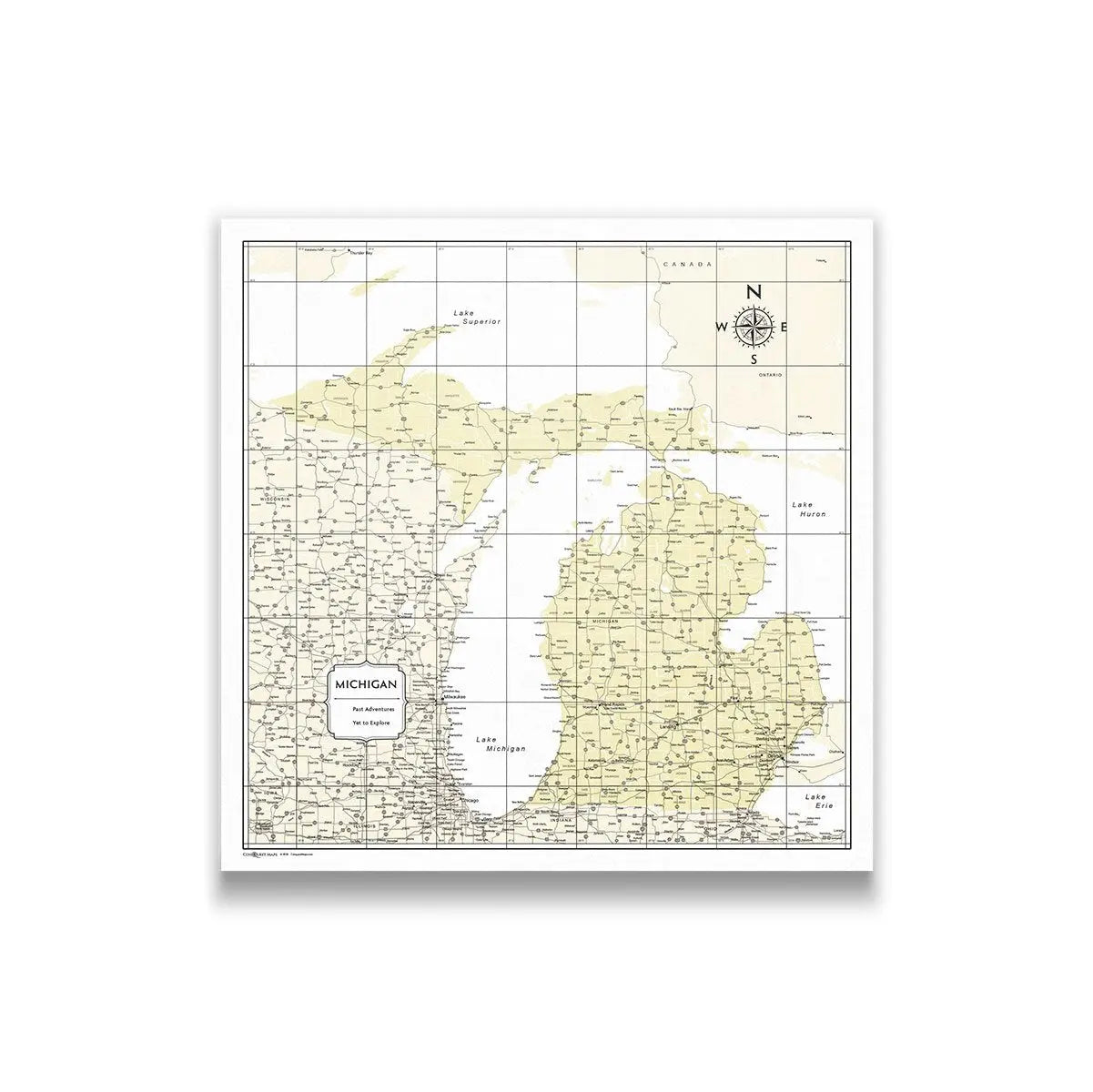 Push Pin Michigan Map (Pin Board) - Yellow Color Splash CM Pin Board