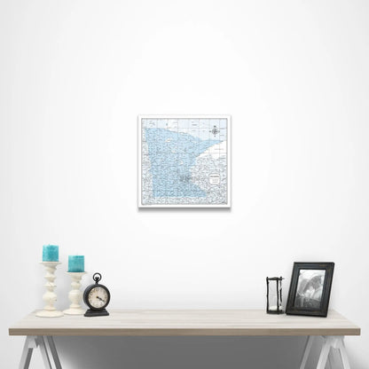 Minnesota Map Poster - Light Blue Color Splash CM Poster