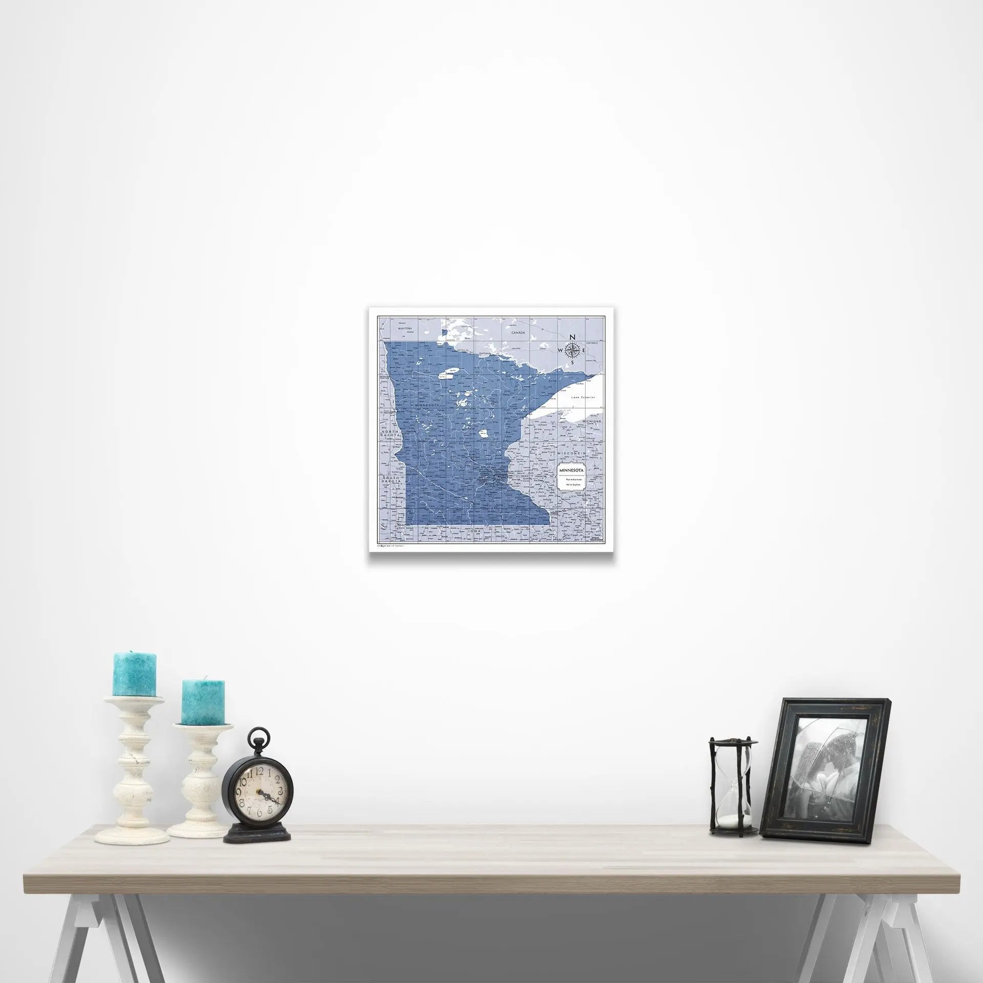 Minnesota Map Poster - Navy Color Splash CM Poster