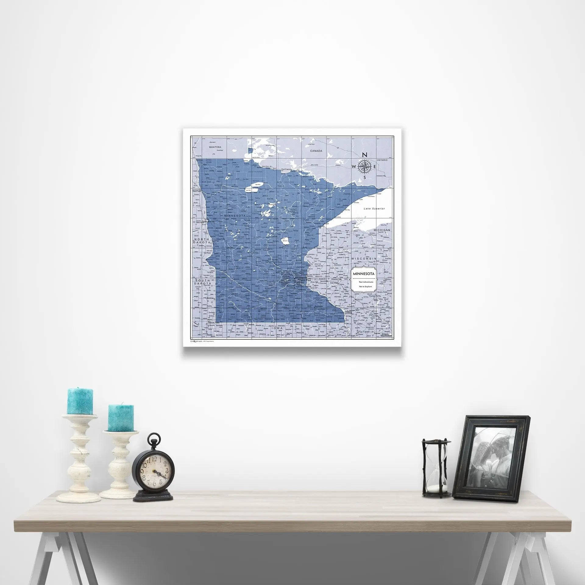 Minnesota Map Poster - Navy Color Splash CM Poster