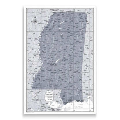 Mississippi Map Poster - Dark Gray Color Splash CM Poster