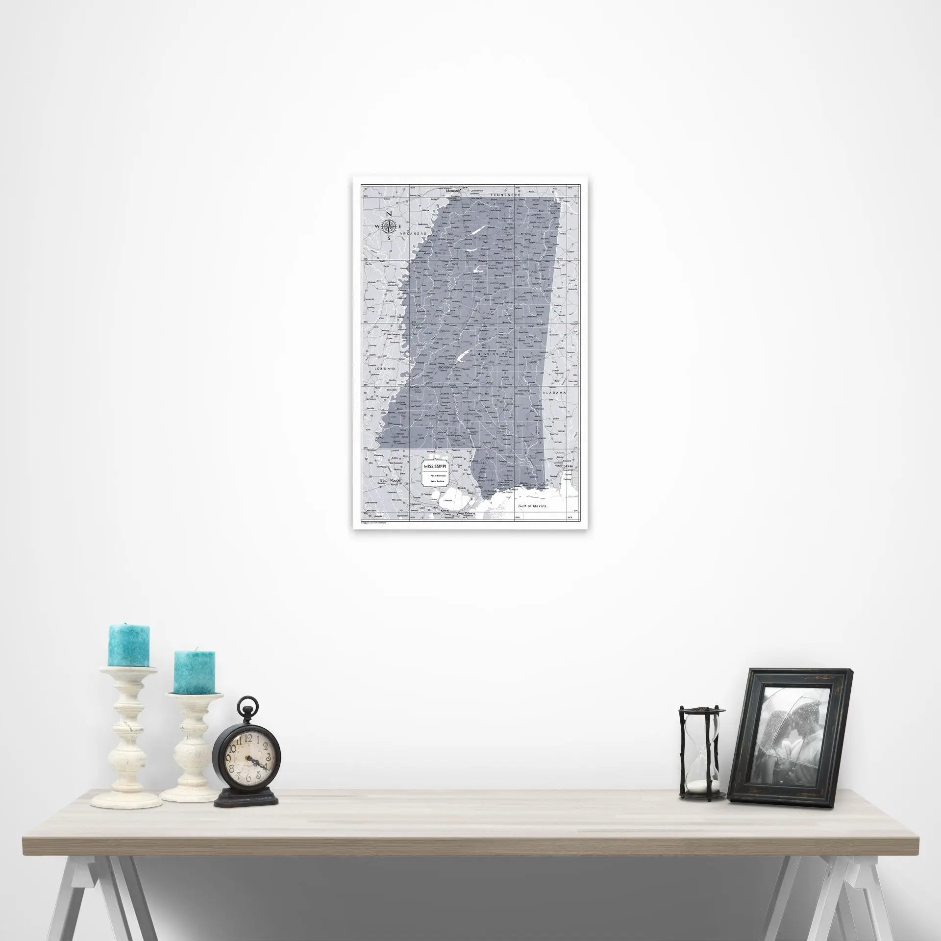 Mississippi Map Poster - Dark Gray Color Splash CM Poster