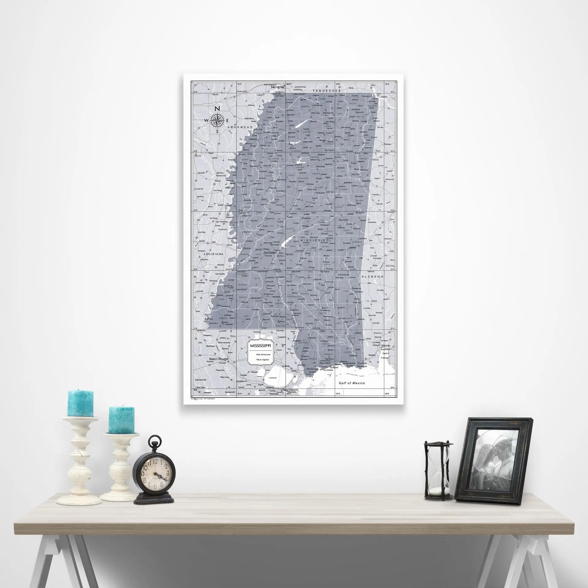 Mississippi Map Poster - Dark Gray Color Splash CM Poster