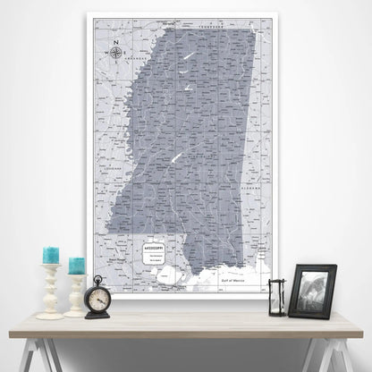 Mississippi Map Poster - Dark Gray Color Splash CM Poster