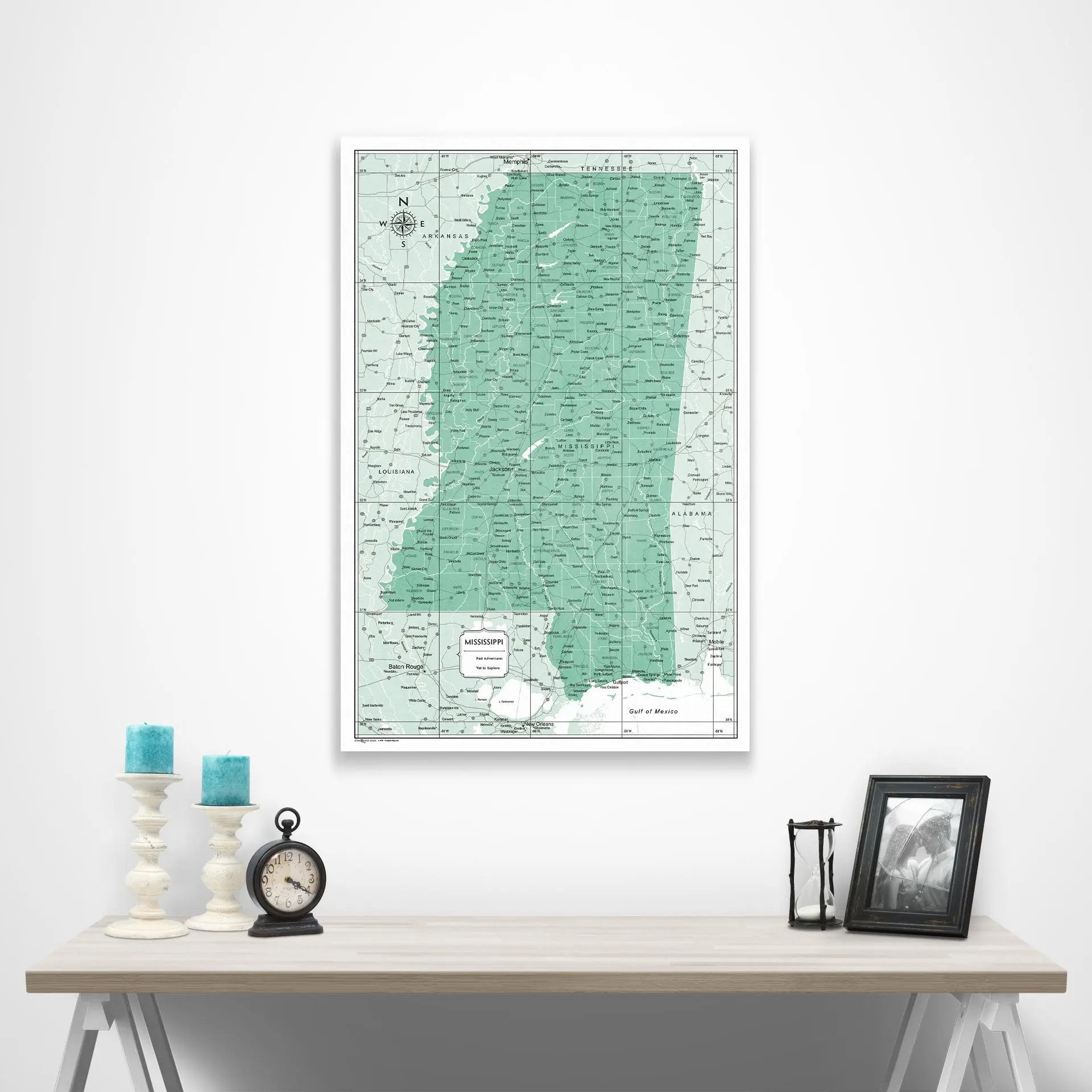 Mississippi Map Poster - Green Color Splash CM Poster