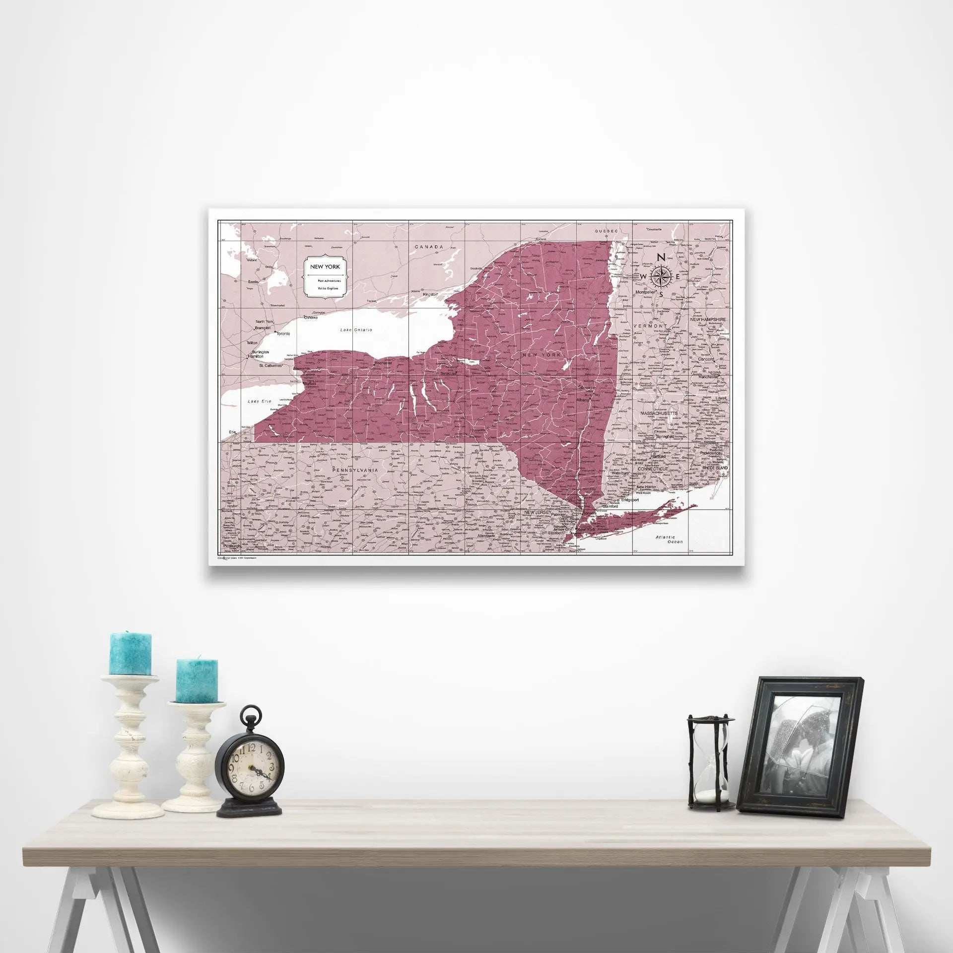 New York Map Poster - Burgundy Color Splash CM Poster