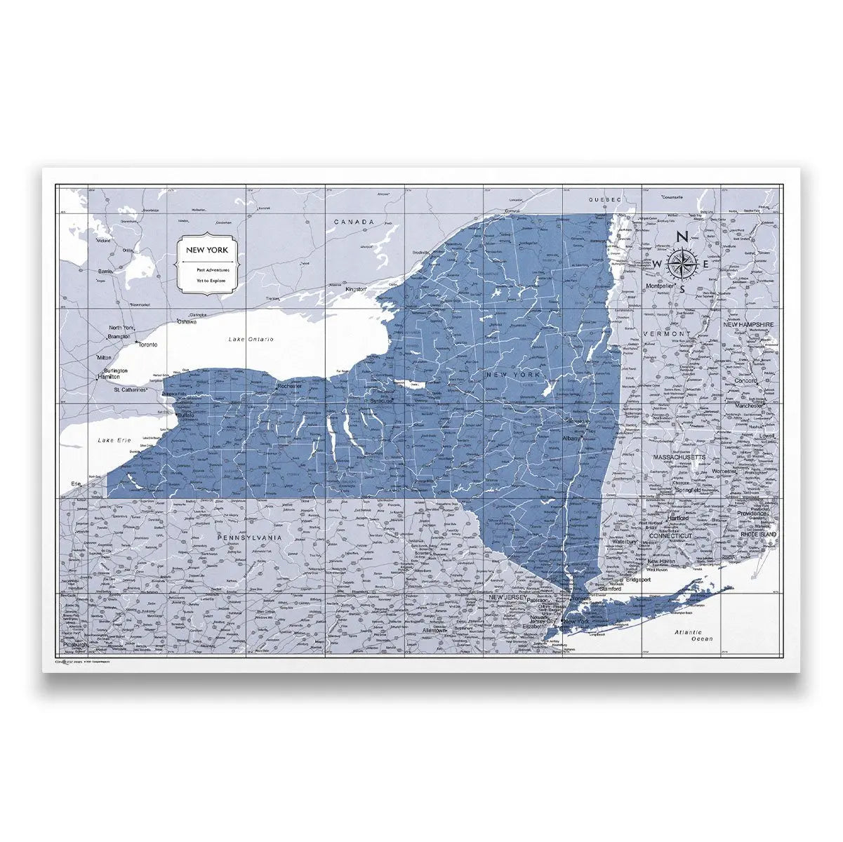 New York Map Poster - Navy Color Splash CM Poster