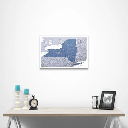 New York Map Poster - Navy Color Splash CM Poster