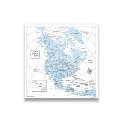 Push Pin North America Map (Pin Board) - Light Blue Color Splash CM Pin Board