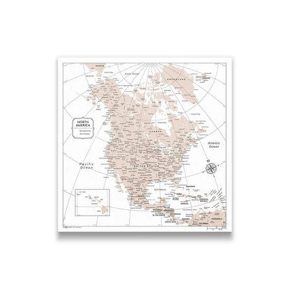 Push Pin North America Map (Pin Board) - Light Brown Color Splash CM Pin Board