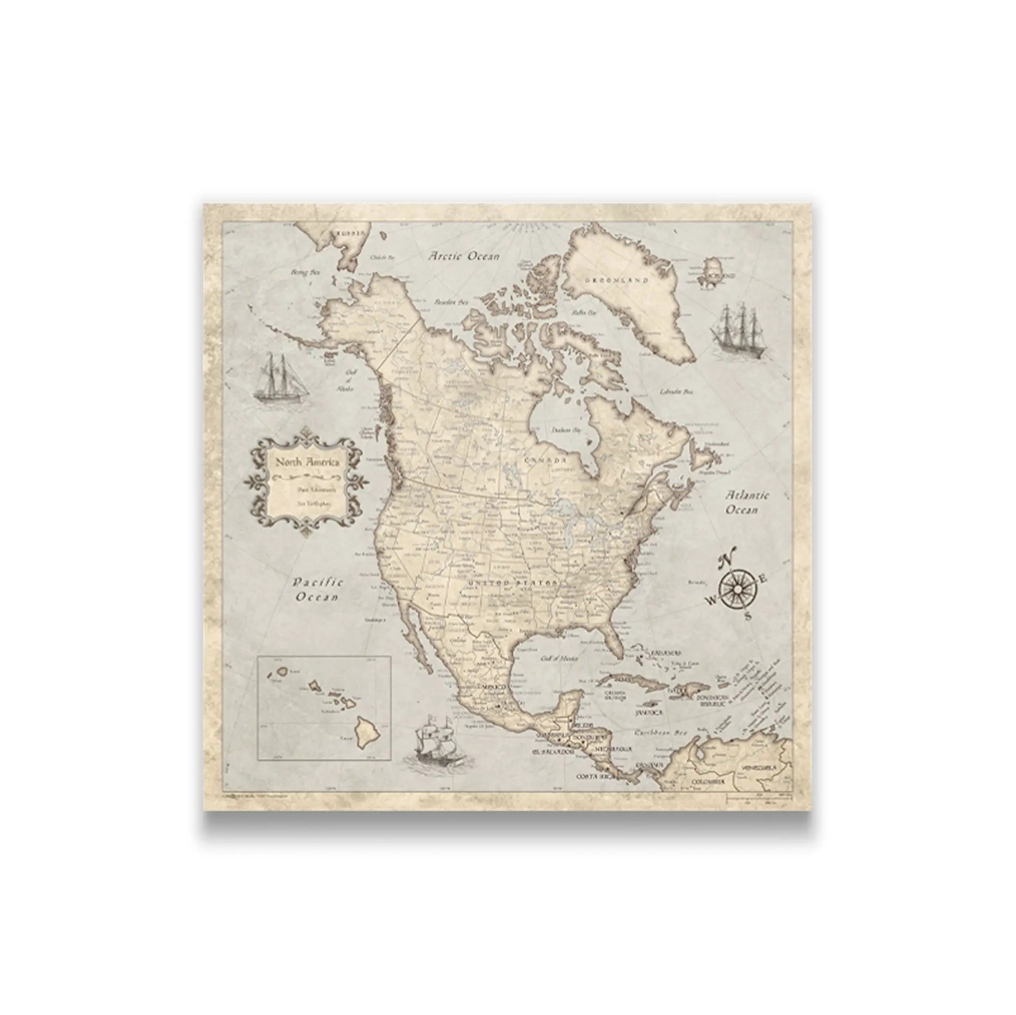 Push Pin North America Map (Pin Board) - Rustic Vintage CM Pin Board