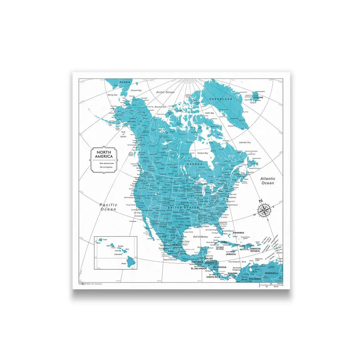 Push Pin North America Map (Pin Board) - Teal Color Splash CM Pin Board