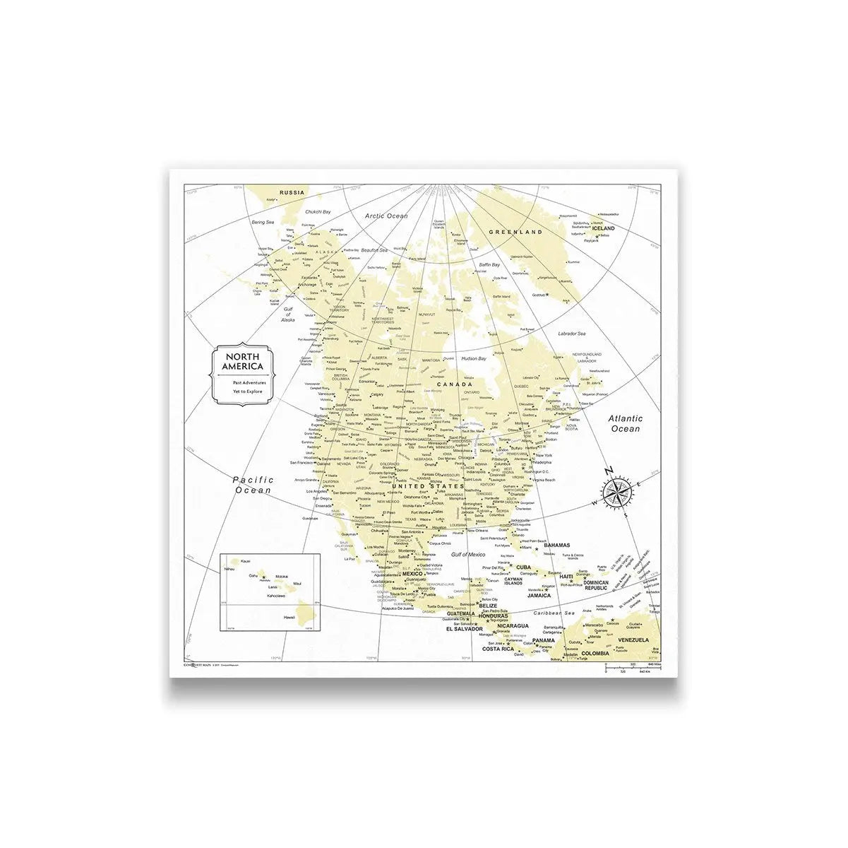 Push Pin North America Map (Pin Board) - Yellow Color Splash CM Pin Board