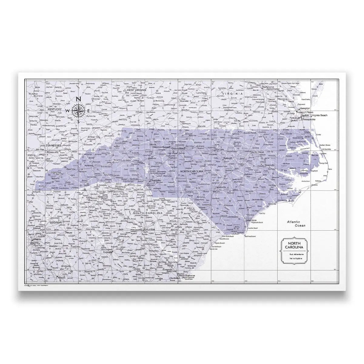 North Carolina Map Poster - Purple Color Splash CM Poster