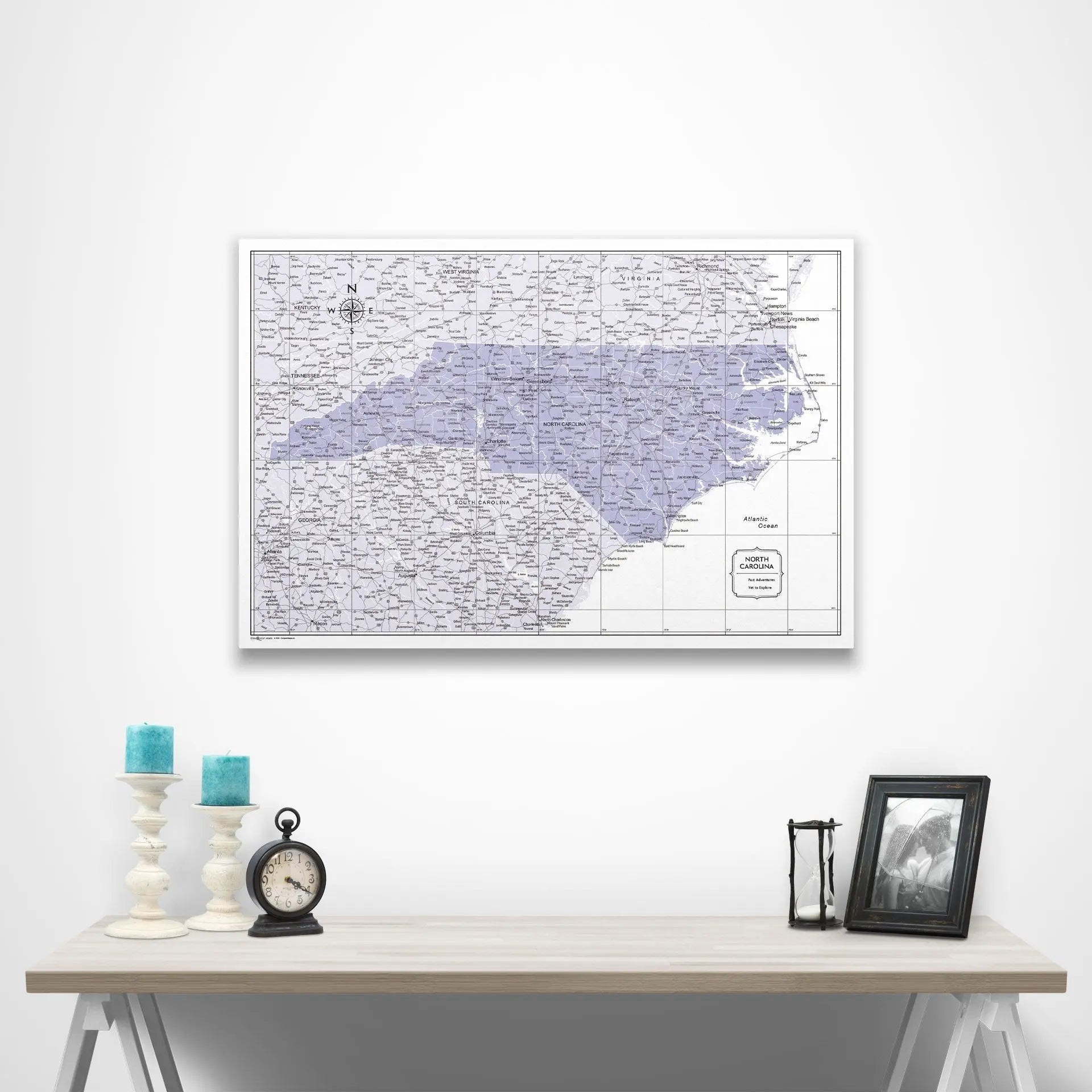 North Carolina Map Poster - Purple Color Splash CM Poster