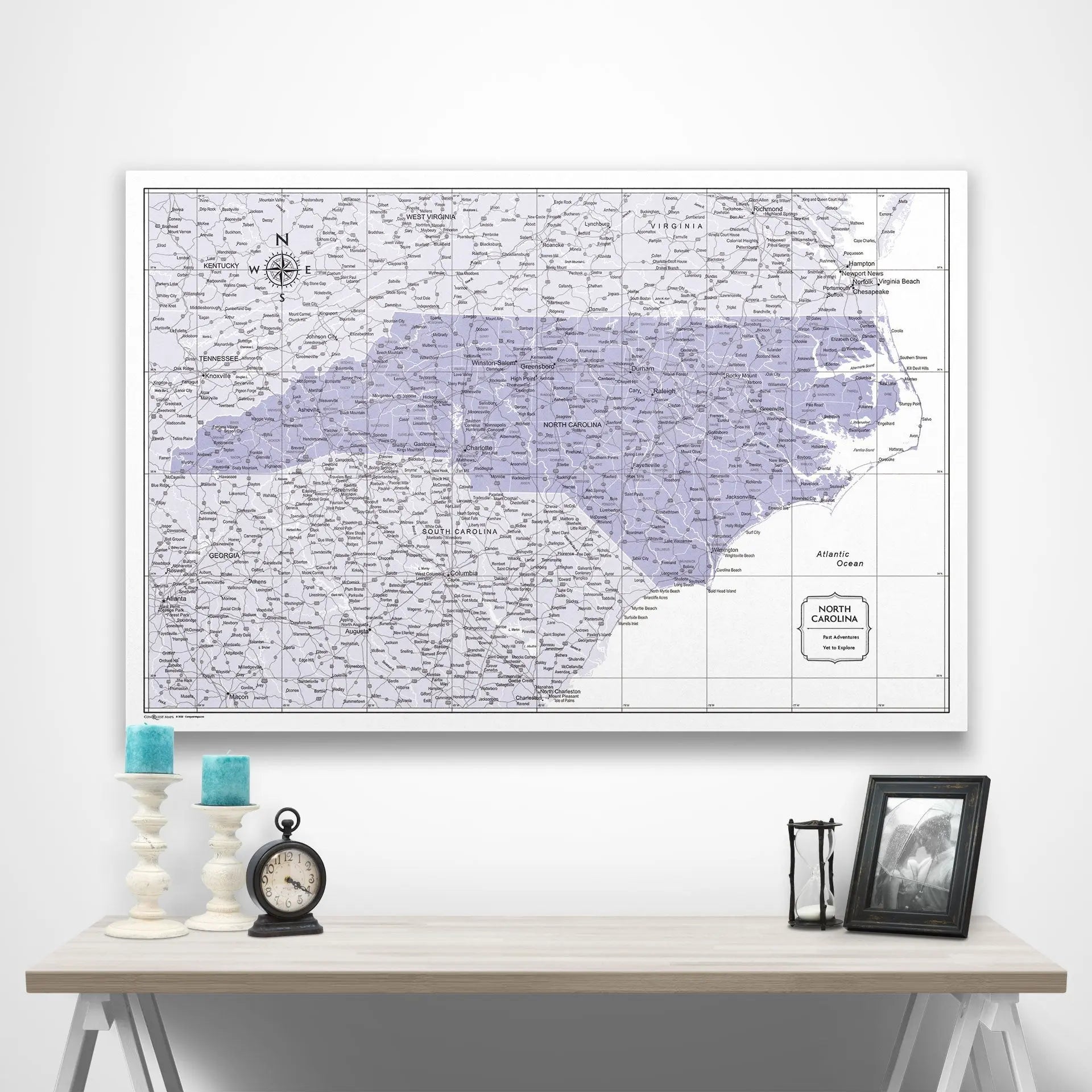 North Carolina Map Poster - Purple Color Splash CM Poster