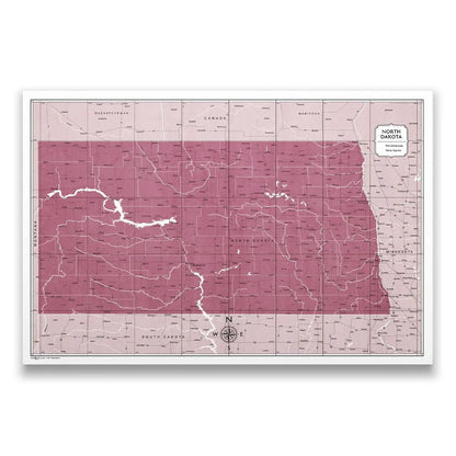 Push Pin North Dakota Map (Pin Board) - Burgundy Color Splash CM Pin Board