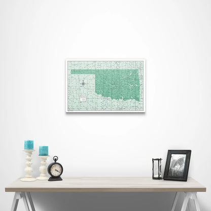 Oklahoma Map Poster - Green Color Splash CM Poster