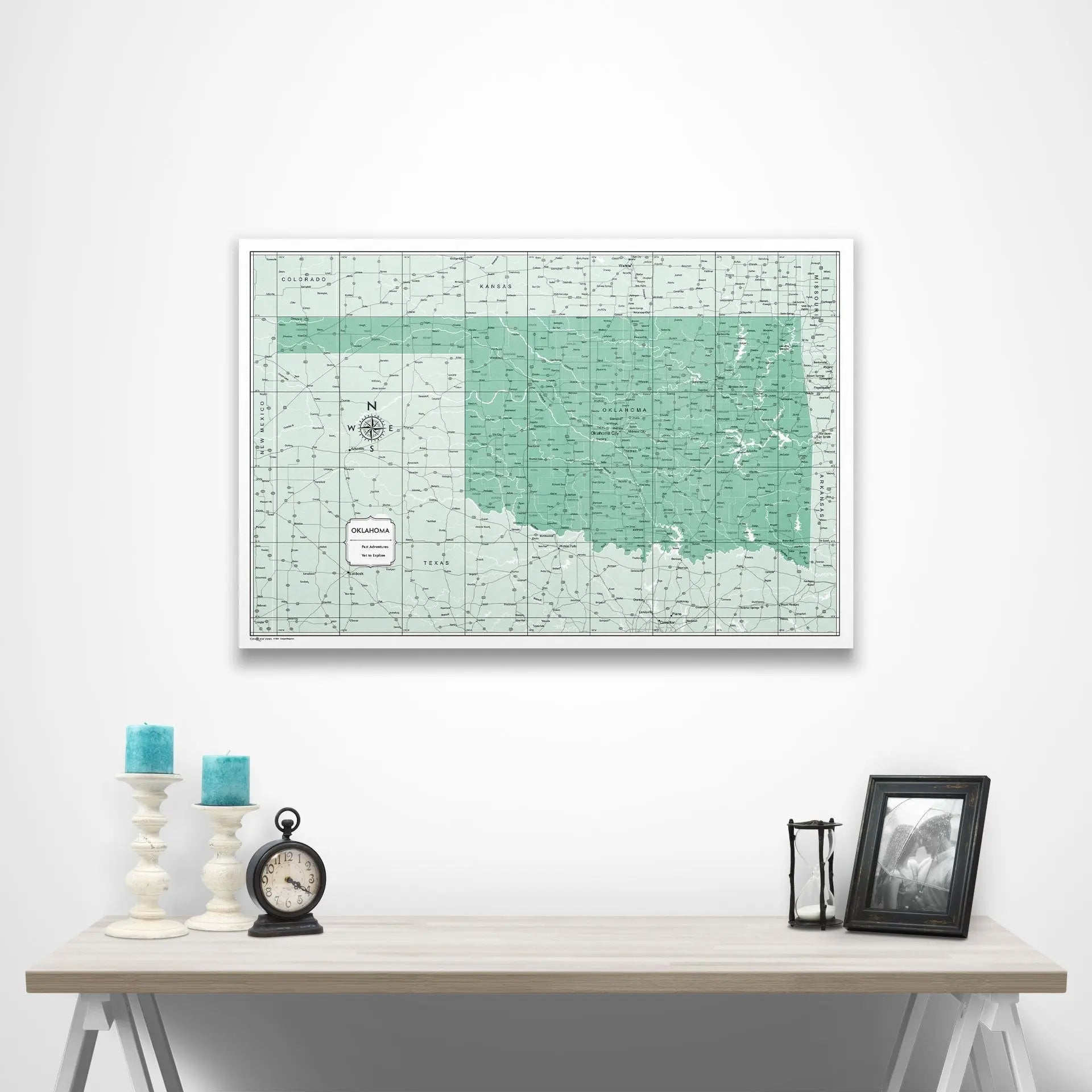 Oklahoma Map Poster - Green Color Splash CM Poster