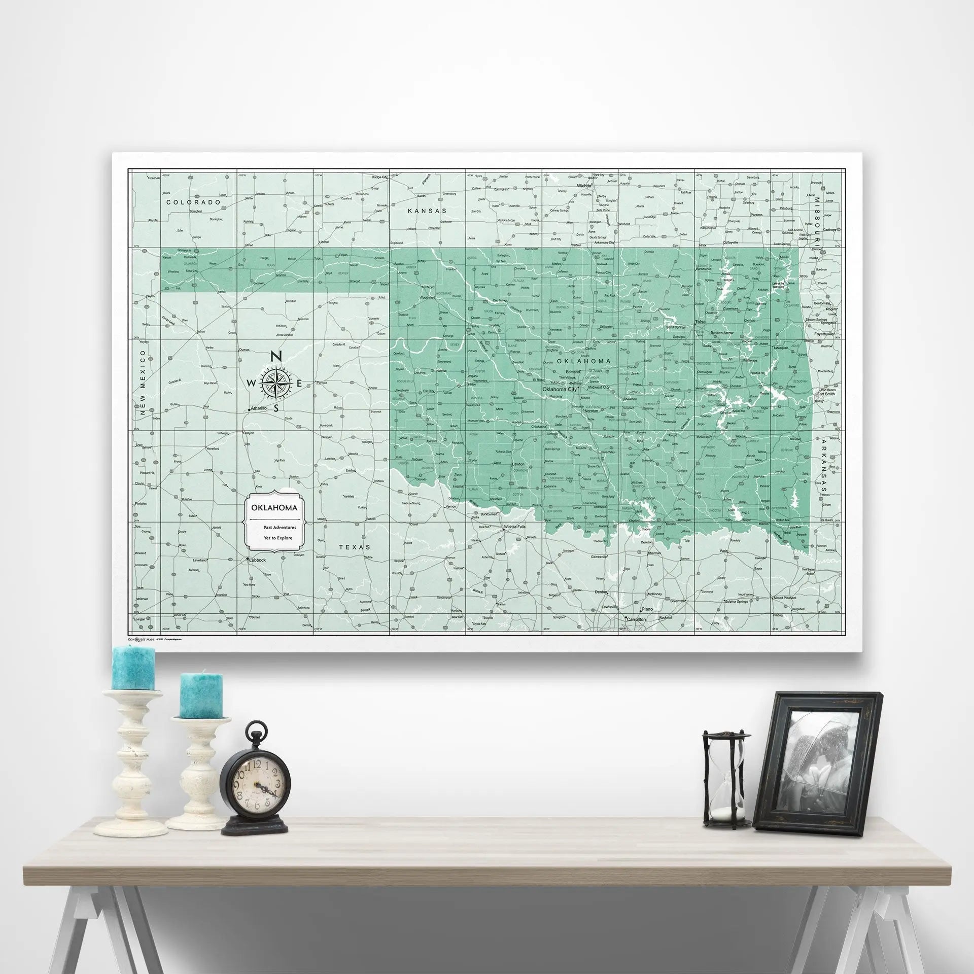 Oklahoma Map Poster - Green Color Splash CM Poster