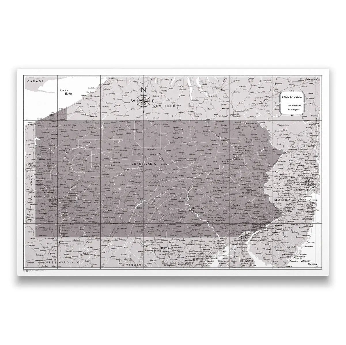 Push Pin Pennsylvania Map (Pin Board) - Dark Brown Color Splash CM Pin Board