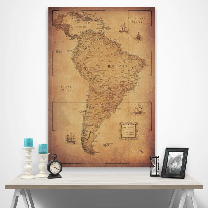 Aged Wooden World Map Art: Canvas Prints, Frames & Posters