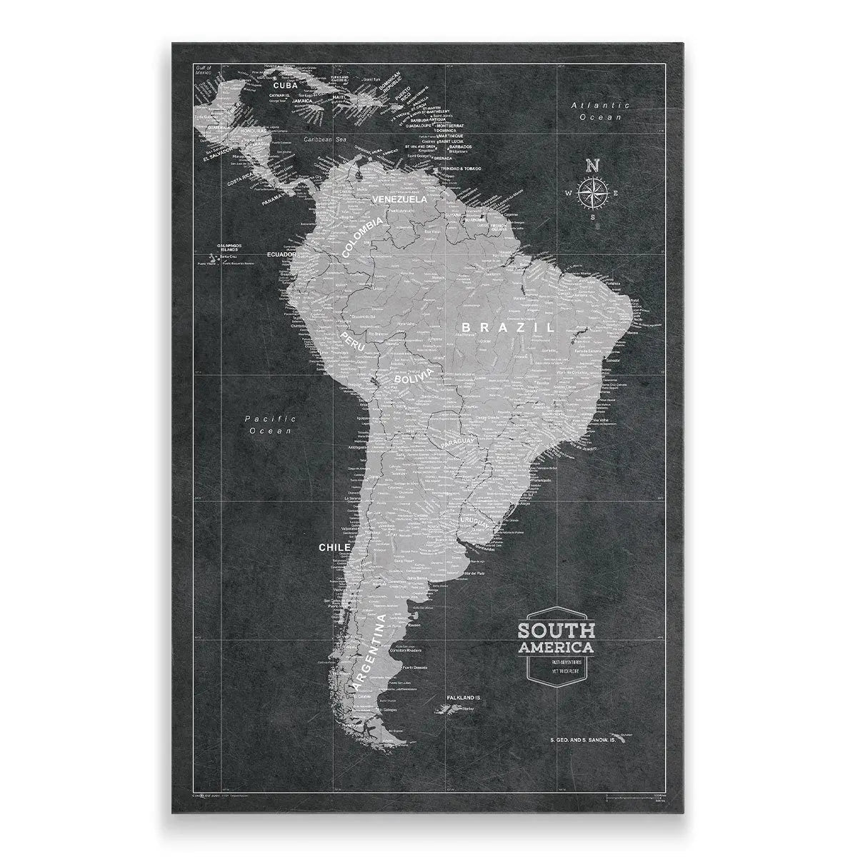 Push Pin South America Map (Pin Board) - Modern Slate CM Pin Board