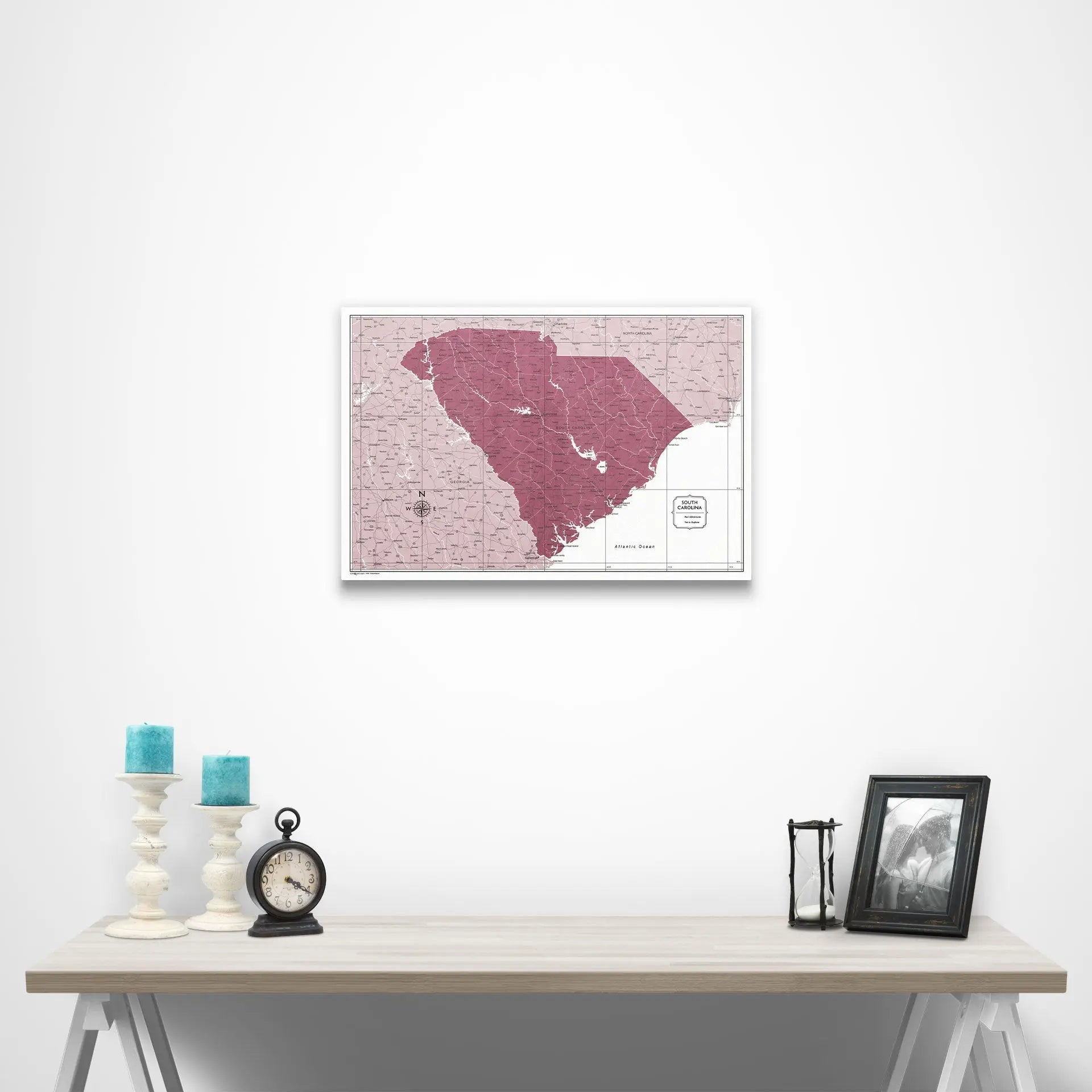 South Carolina Map Poster - Burgundy Color Splash CM Poster