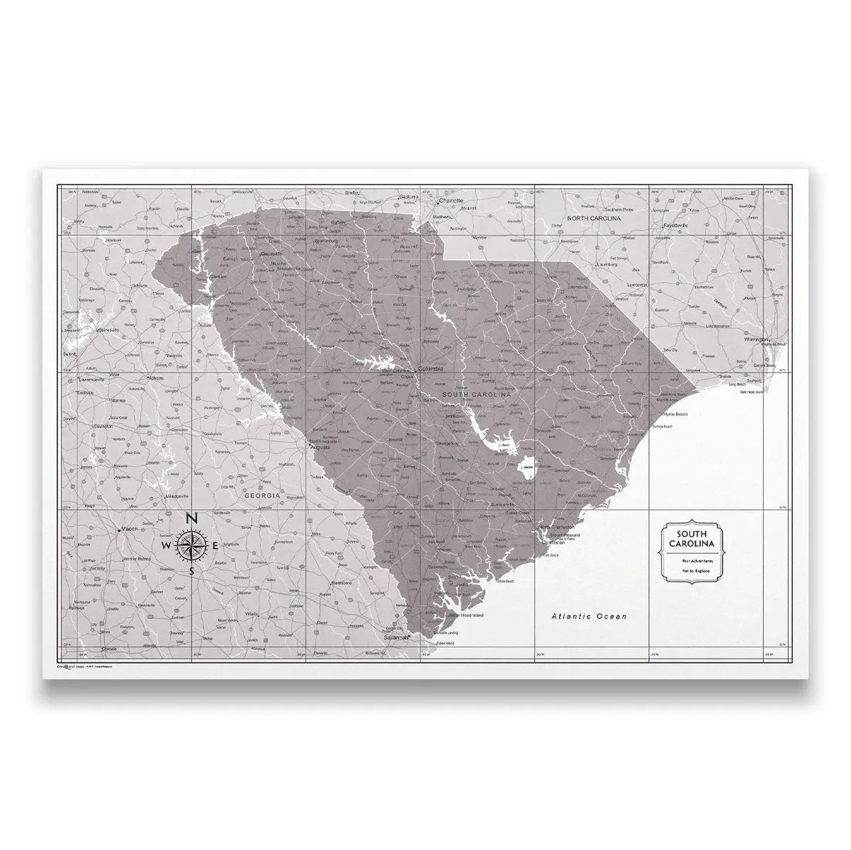 South Carolina Map Poster - Dark Brown Color Splash CM Poster