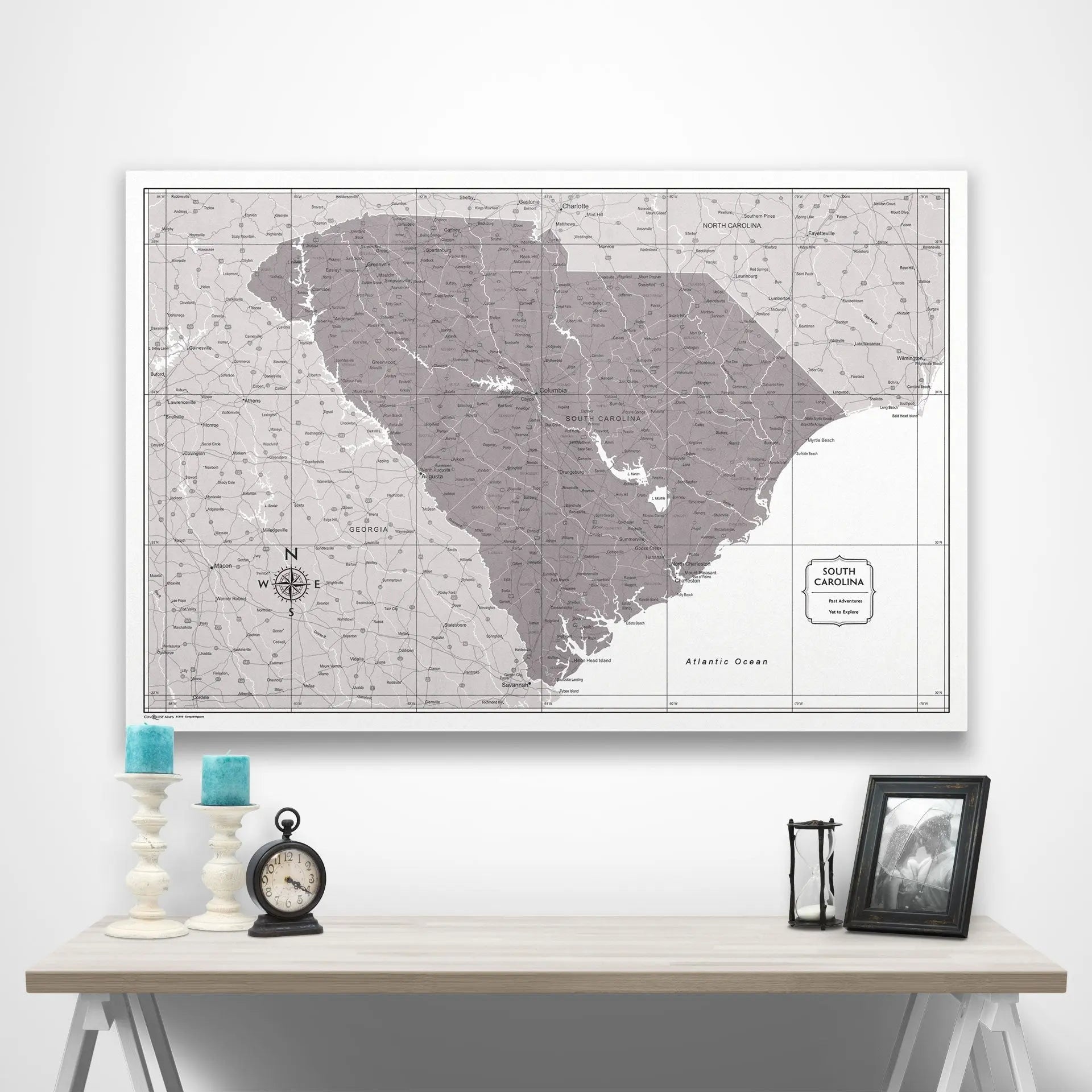 South Carolina Map Poster - Dark Brown Color Splash CM Poster