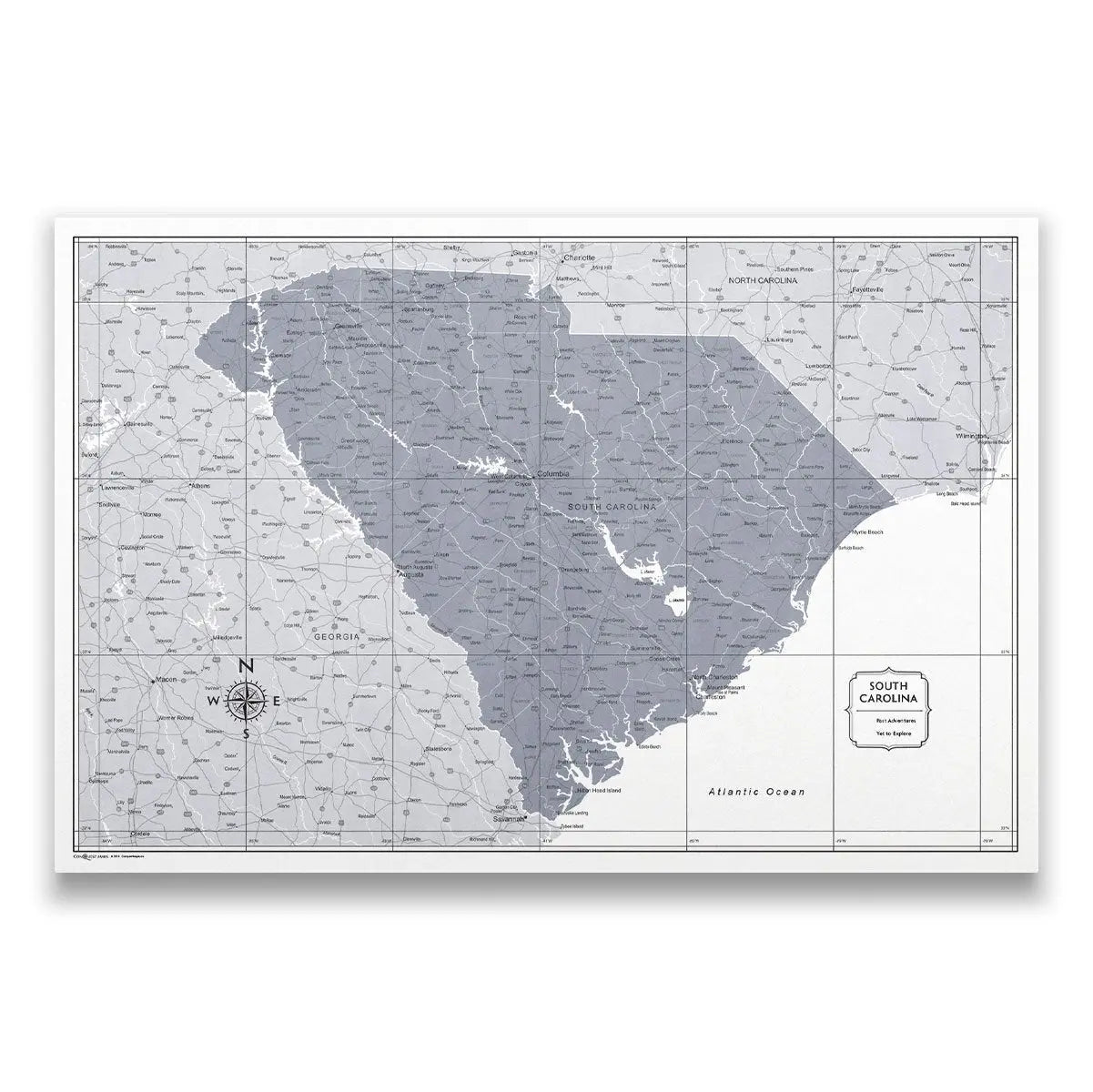 South Carolina Map Poster - Dark Gray Color Splash CM Poster